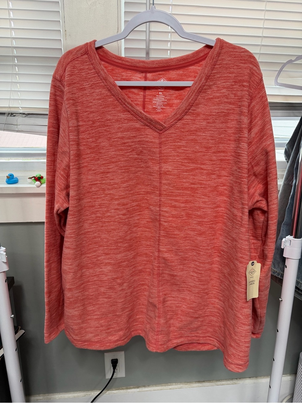 St. John's Bay Coral Heather V-Neck Long Sleeve Top size 2x